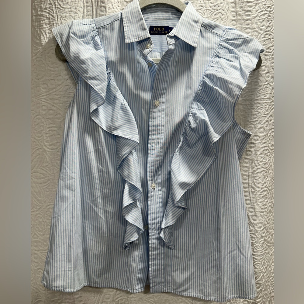 Light blue sleeveless Ralph Lauren blouse